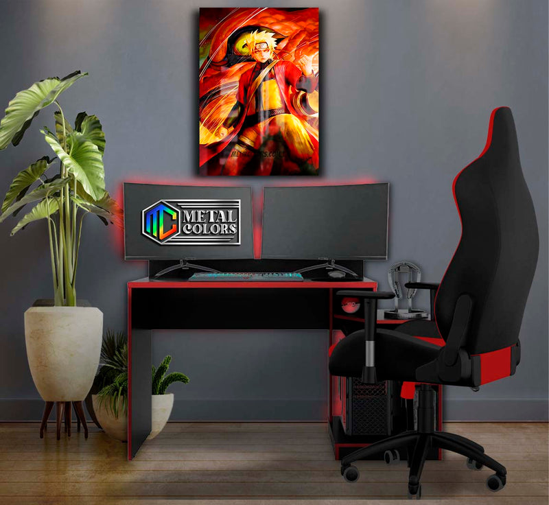 Quadro Metalizado Naruto modo Sennin Anime Placa Decorativa Brilhante