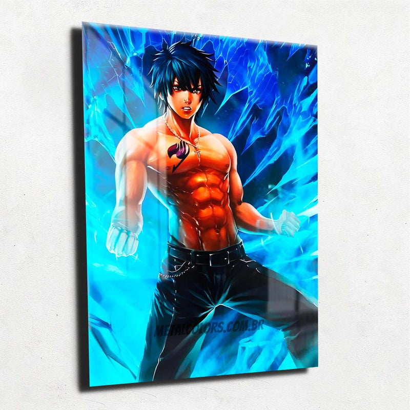 Quadro Metalizado Gray Fullbuster Fairy Tail Placa Decorativa Brilhante