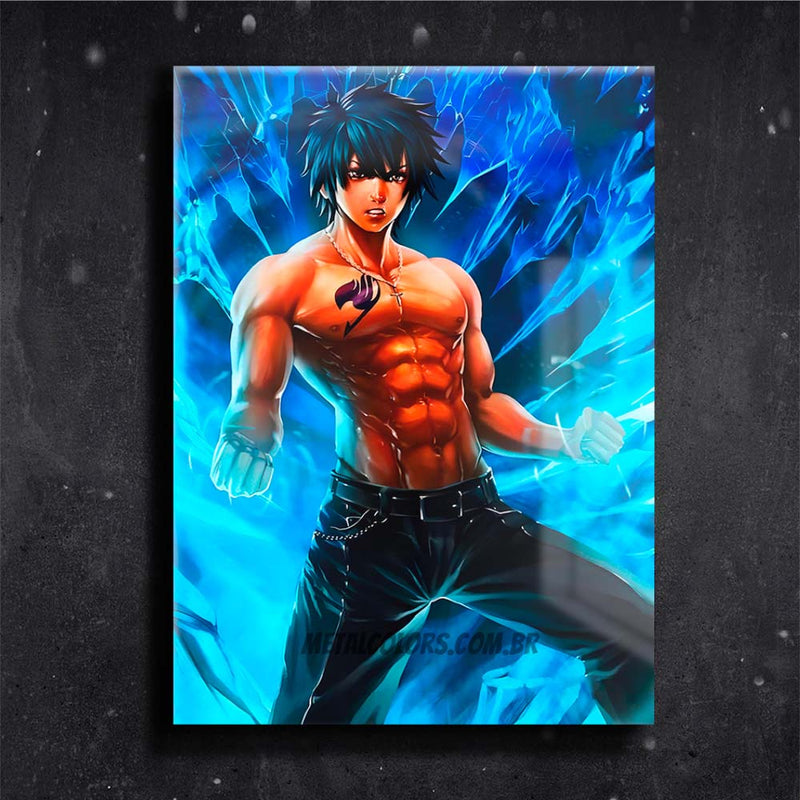 Quadro Metalizado Gray Fullbuster Fairy Tail Placa Decorativa Brilhante