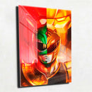 Quadro Metalizado Tommy Power Ranger Verde e Branco Placa Decorativa Brilhante