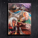 Quadro Metalizado Jiraya Tsunade Orochimaru Senins Lendários Placa Decorativa Brilhante