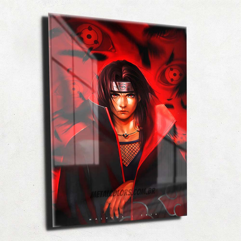 Quadro Metalizado Uchiha Itachi Naruto Anime Placa Decorativa Brilhante