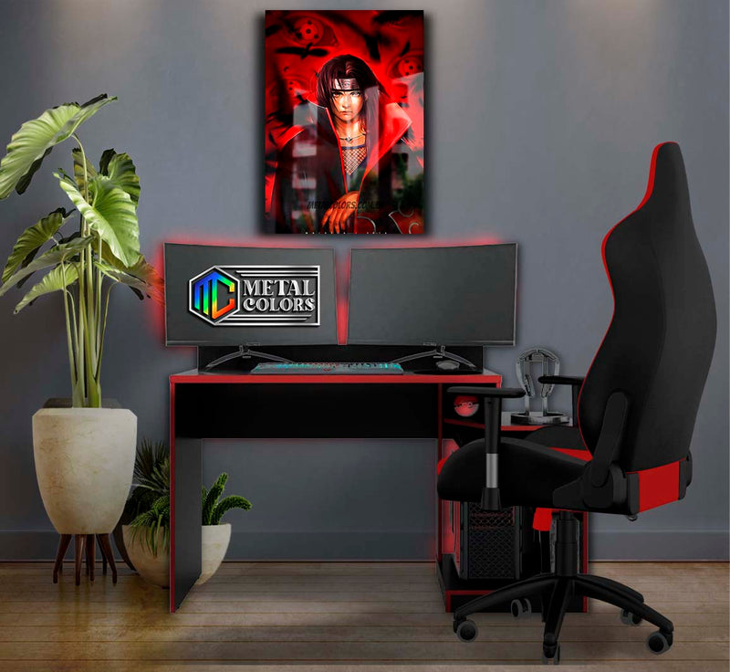 Quadro Metalizado Uchiha Itachi Naruto Anime Placa Decorativa Brilhante