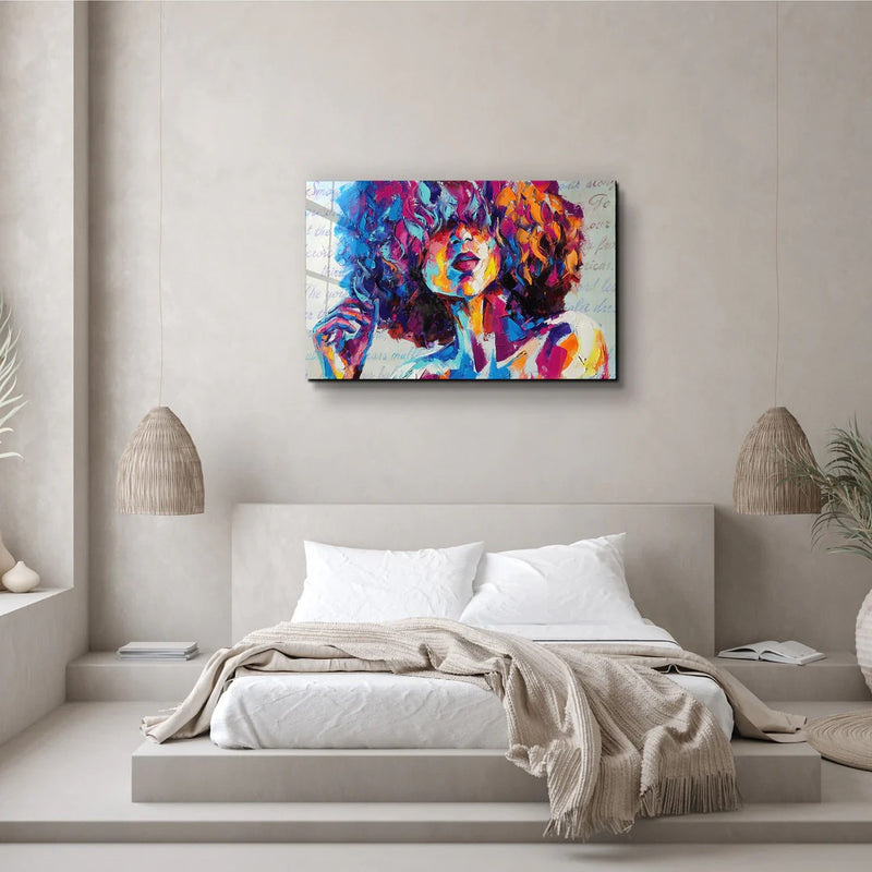 Quadro Metalizado Pintura Color Moderno Mulher