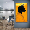 Quadro Metalizado Gato Preto Brilhante Decoração