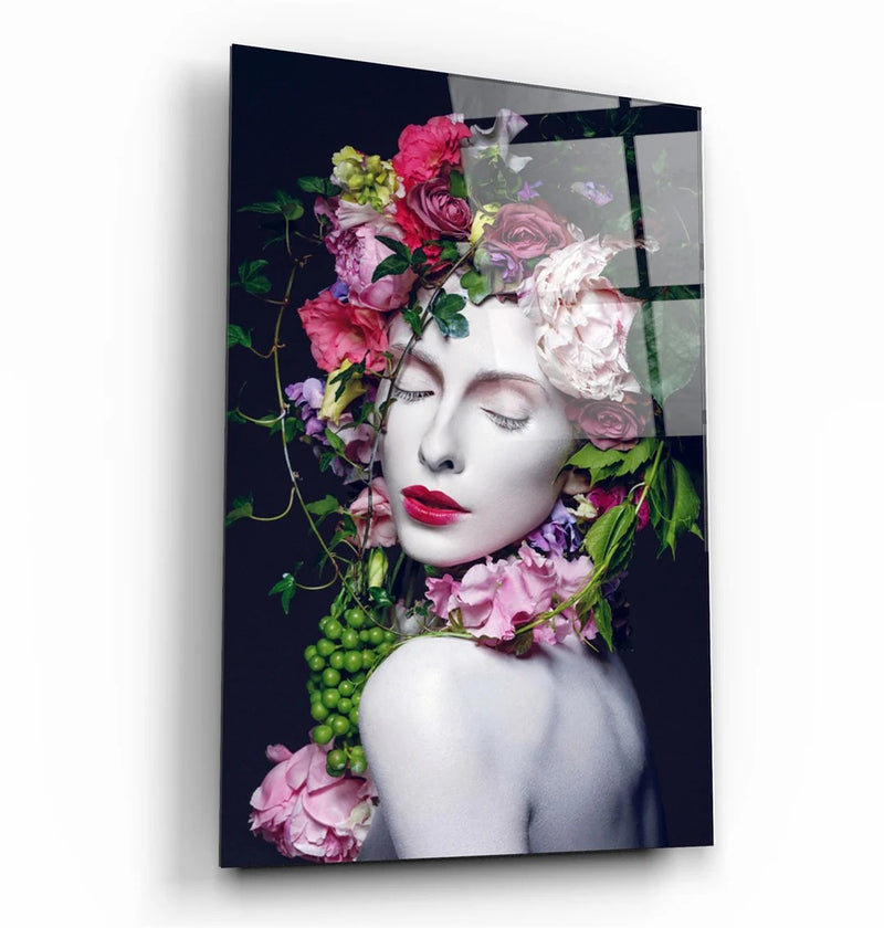 Quadro Metalizado Retrato Floral Decoração