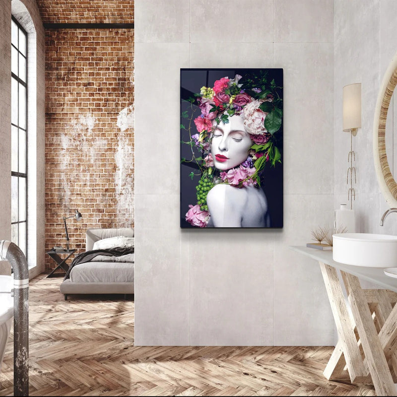 Quadro Metalizado Retrato Floral Decoração