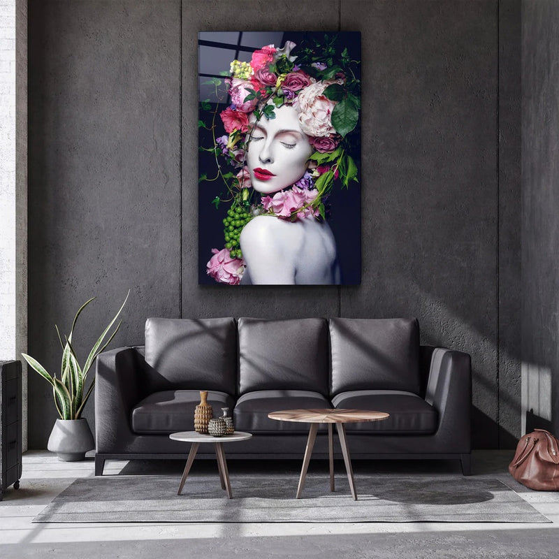 Quadro Metalizado Retrato Floral Decoração