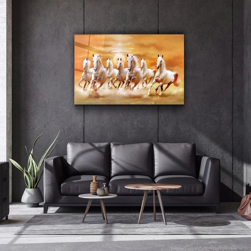 Quadro Metalizado Moderno Decoração Cavalos Horses Brancos