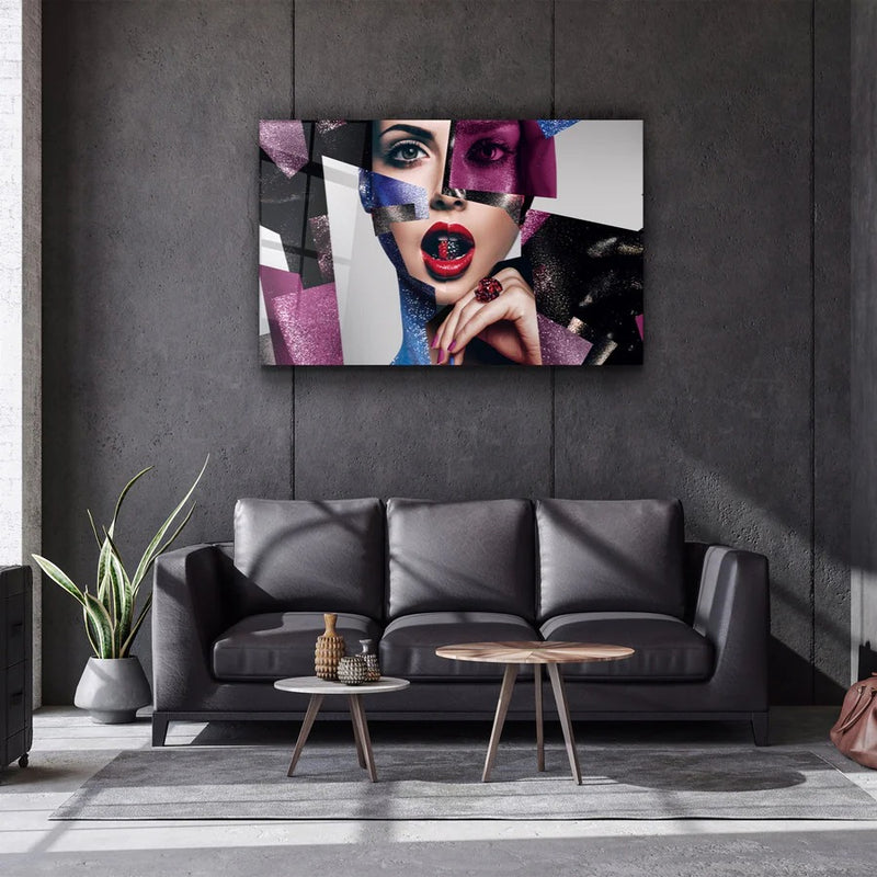 Quadro Metalizado Moderno Decoração Mulher Colorido Loja Psy