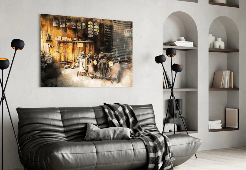 Quadro Metalizado Moderno Decoração Carro Antigo