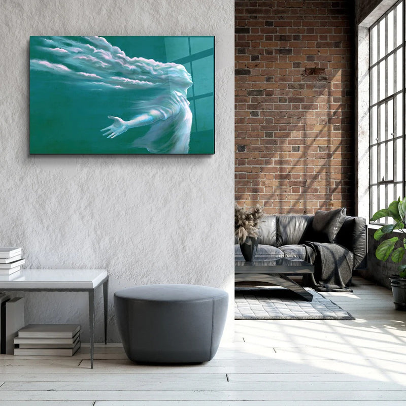 Quadro Metalizado Moderno Decoração Mulher Nuvem
