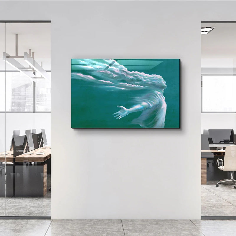 Quadro Metalizado Moderno Decoração Mulher Nuvem