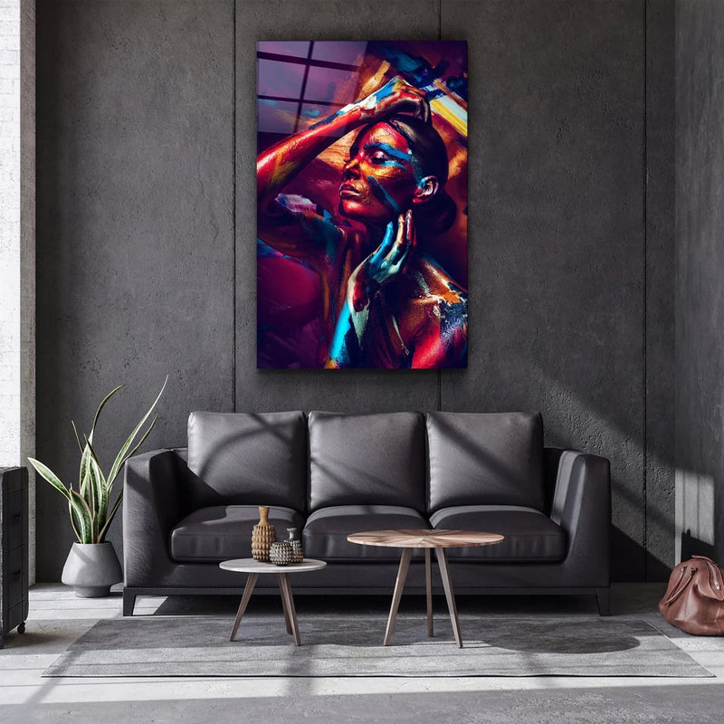Quadro Metalizado Moderno Decoração Mulher Colorido Psy