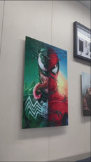 Quadro Venom vs Homem Aranha Art Placa Decorativa Metalizado Brilhante