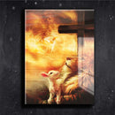 Quadro Metalizado Leão de Judá e Cordeiro Placa Decorativa Brilhante