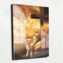 Quadro Metalizado Leão de Judá e Cordeiro Placa Decorativa Brilhante