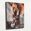 Quadro Metalizado  Leão de Judá Mulher Guerreira Brilhante