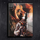 Quadro Metalizado  Leão de Judá Mulher Guerreira Brilhante