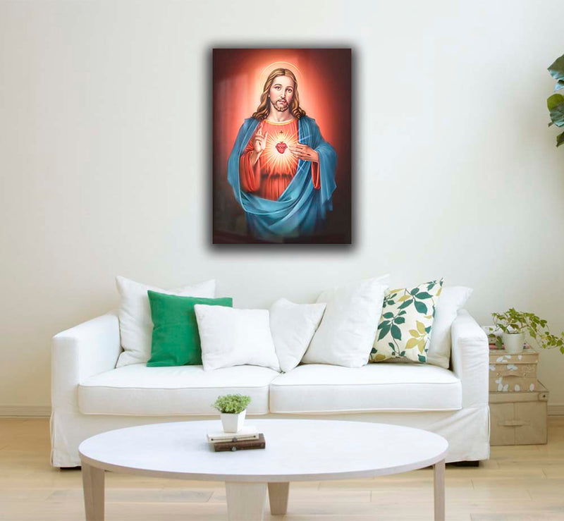 Quadro Metalizado Sagrado Coração de Jesus Brilhante