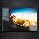 Quadro Metalizado Leão de Judá e Leoa Brilhante