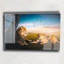 Quadro Metalizado Leão de Judá e Leoa Brilhante