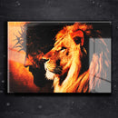 Quadro Metalizado Leão de Judá/ Jesus Decorativa Brilhante