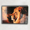 Quadro Metalizado Leão de Judá/ Jesus Decorativa Brilhante