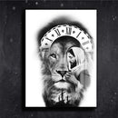 Quadro Metalizado Leão de Judá/ Cristo Preto e Branco Brilhante