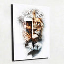 Quadro Metalizado Cruz Leão de Judá/ Cristo Brilhante