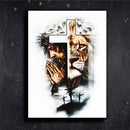 Quadro Metalizado Cruz Leão de Judá/ Cristo Brilhante