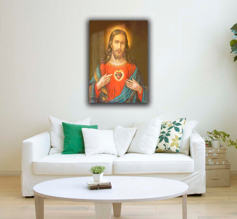 Quadro Metalizado Sagrado Coração de Jesus Brilhante