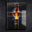 Quadro Metalizado Cruz Leão de Judá Brilhante