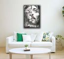 Quadro Metalizado Leão de Judá/ Cristo Preto e Branco Brilhante