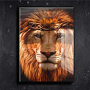 Quadro Metalizado Leão de Judá Coroa Brilhante