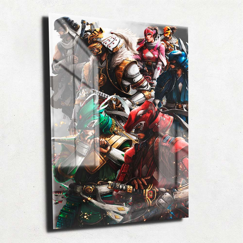 Quadro Metalizado Power Rangers Grupo Ninja Art HD Decorativo