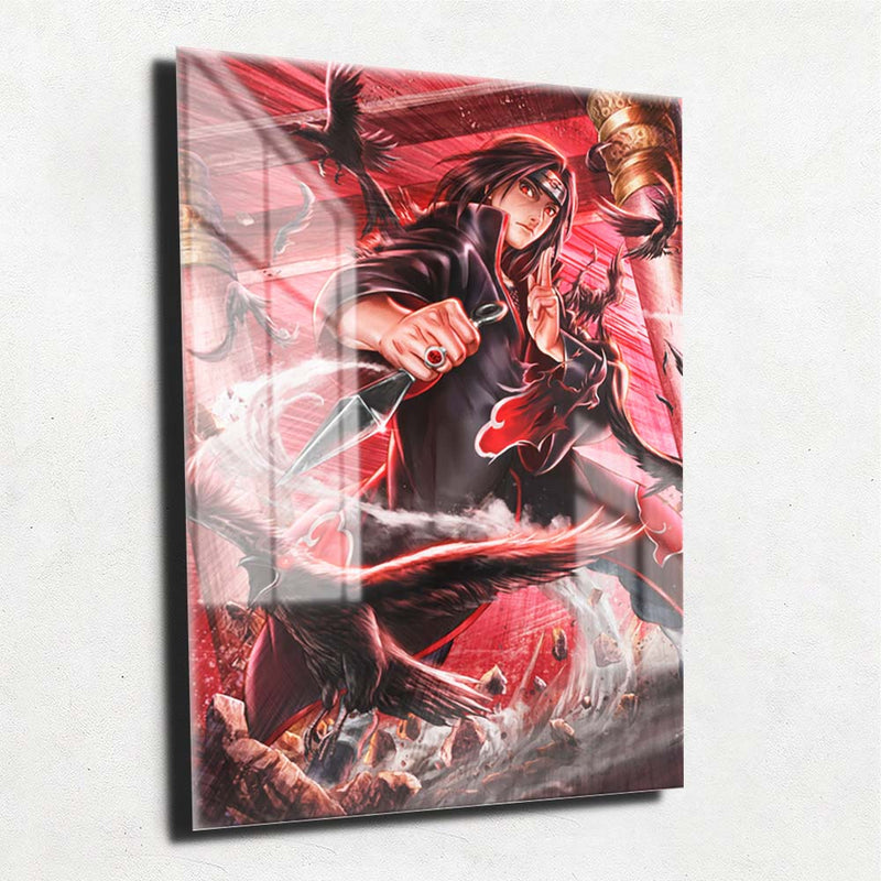 Quadro Metalizado Itachi Uchiha corvos Placa Decorativa Brilhante