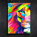 Quadro Metalizado Leão Full Colors Colorido Placa Decorativa Brilhante Animais