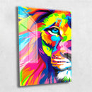 Quadro Metalizado Leão Full Colors Colorido Placa Decorativa Brilhante Animais