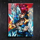 Quadro Metalizado Shoto Todoroki My Hero Academia Anime Placa Decorativa Brilhante