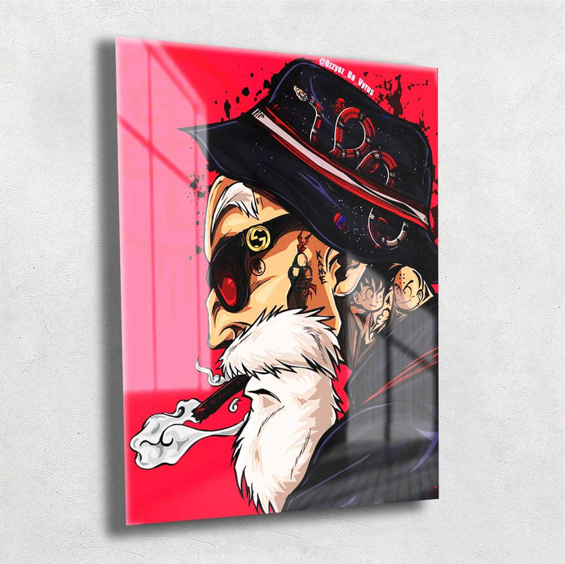 Quadro Metalizado Mestre Kame Dragon Ball Anime Placa Decorativa Brilhante