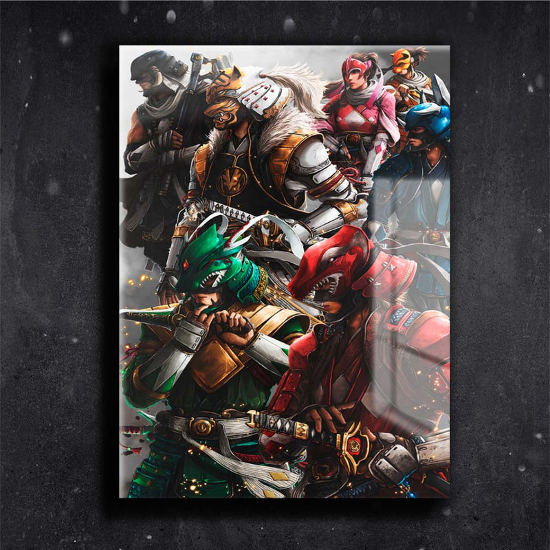 Quadro Metalizado Power Rangers Grupo Ninja Art HD Decorativo