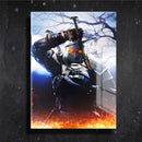 Quadro Metalizado Geralt de Rívia The Witcher Jogo Placa Decorativa Brilhante