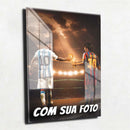 Quadro Metalizado Messi Barcelona x Argentina Placa Decorativa Brilhante