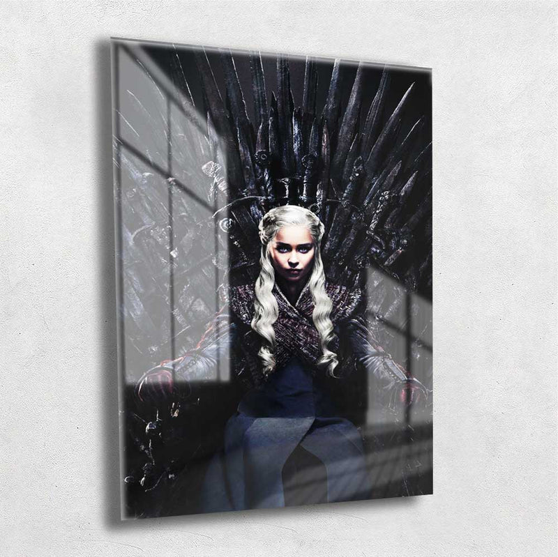 Quadro Metalizado Daenerys Targaryen Trono de Ferro Game of Thrones Placa Decorativa Brilhante