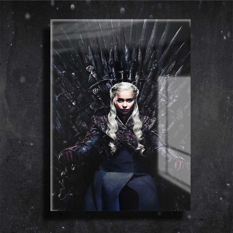 Quadro Metalizado Daenerys Targaryen Trono de Ferro Game of Thrones Placa Decorativa Brilhante