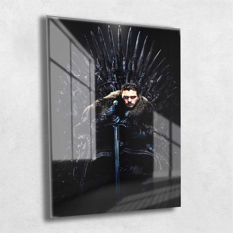 Quadro Metalizado Jon Snow Trono de Ferro Game of Thrones Placa Decorativa Brilhante