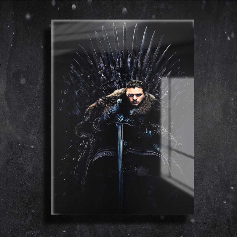 Quadro Metalizado Jon Snow Trono de Ferro Game of Thrones Placa Decorativa Brilhante