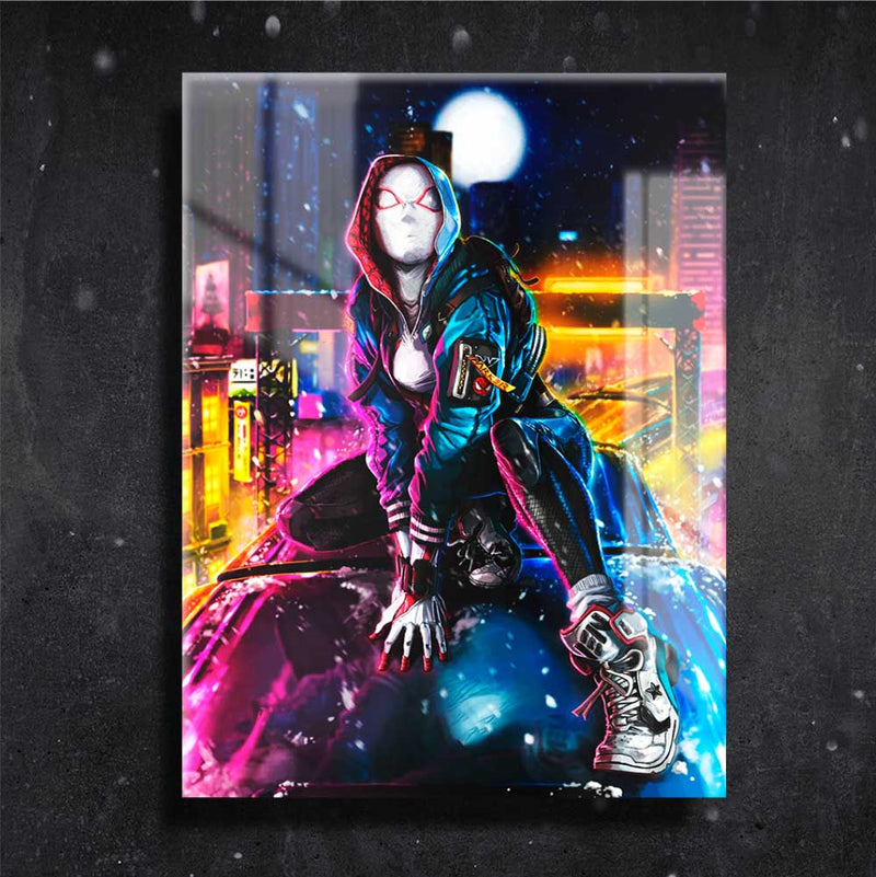 Quadro Metalizado Spider Gwen Aranha Placa Decorativa Brilhante