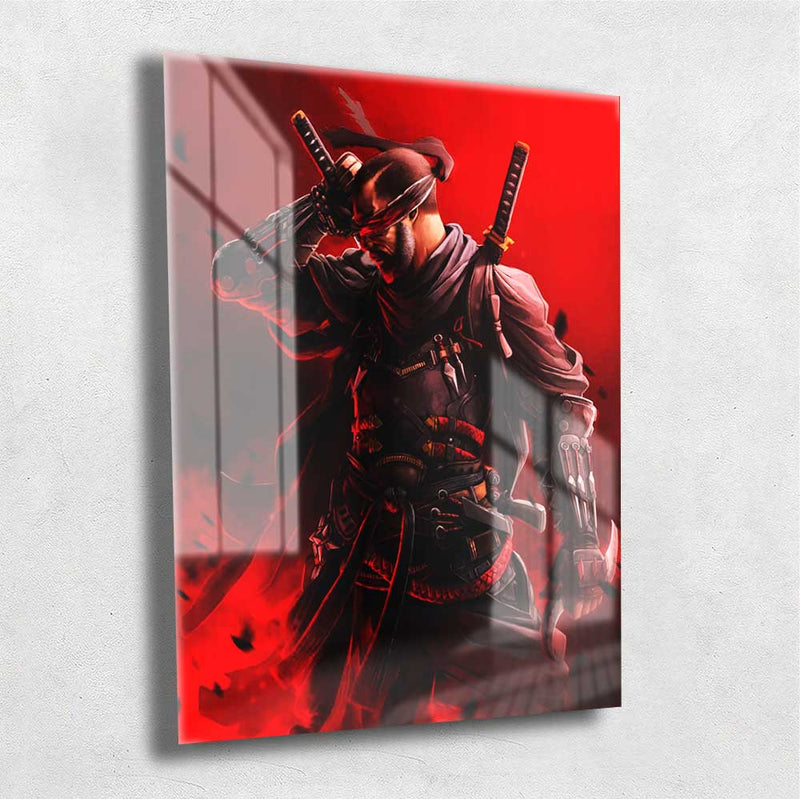 Quadro Metalizado Blade Ninja Art Placa Decorativa Brilhante